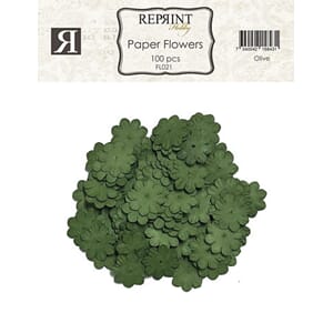 Reprint - Mini Pappersblommor 20 mm 100 st Olive