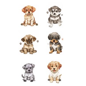 Reprint - Papper Klippark - Puppies - A4