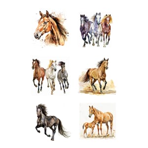 Reprint - Papper Klippark - Horses - A4