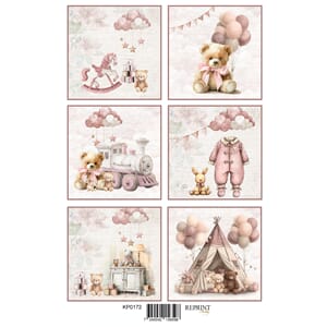 Reprint Papper Klippark - Baby girl tags - A4