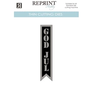 Dies - Reprint - God Jul tag med bakgrund - 15mm bred
