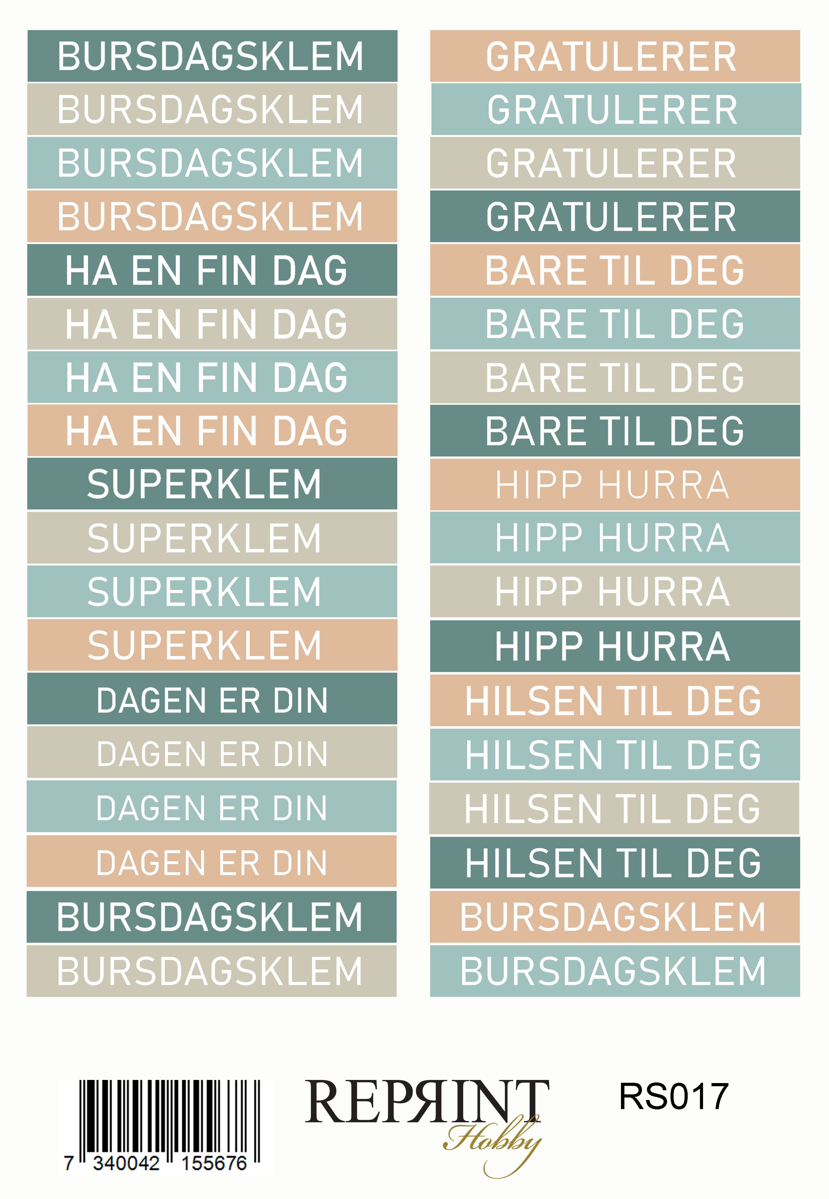 Stickers Reprint - The Bookshop Collection Text Norsk - 11x1 - HOBBYLAGERET