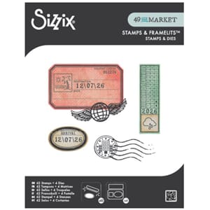 Sizzix Clear Stamps w/Framelits Die by 49 & Market Globetrot