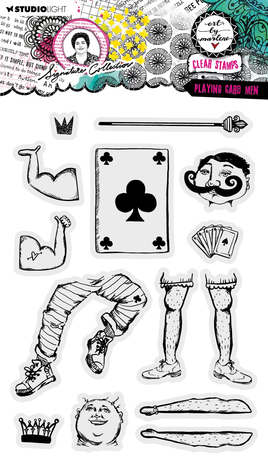 ABM Clear Stamp Playing card men Signature Co - HOBBYLAGERET