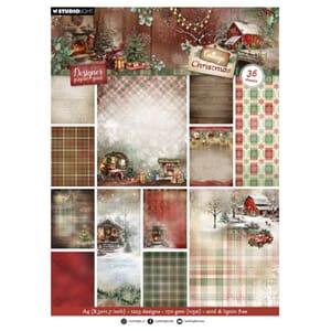 Studio Light Cottage Christmas A4 Designer Paper Pad Backgro