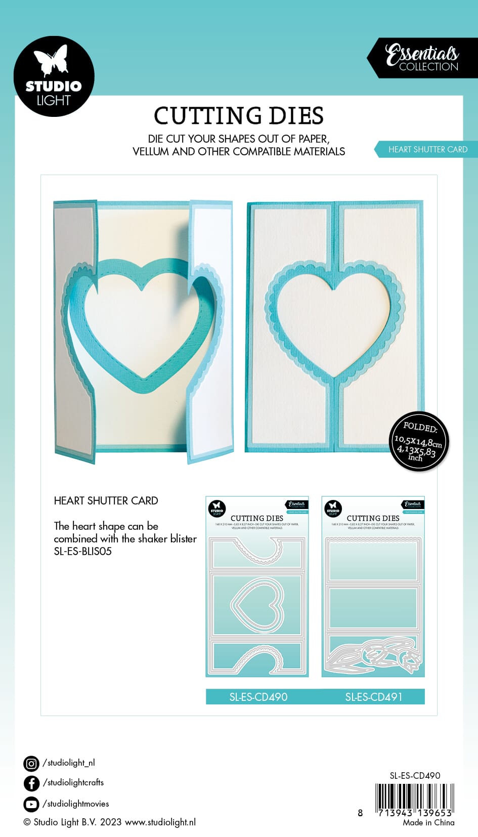 SL Cutting Die Heart shutter card Essentials 148x210x1mm 9 P - HOBBYLAGERET