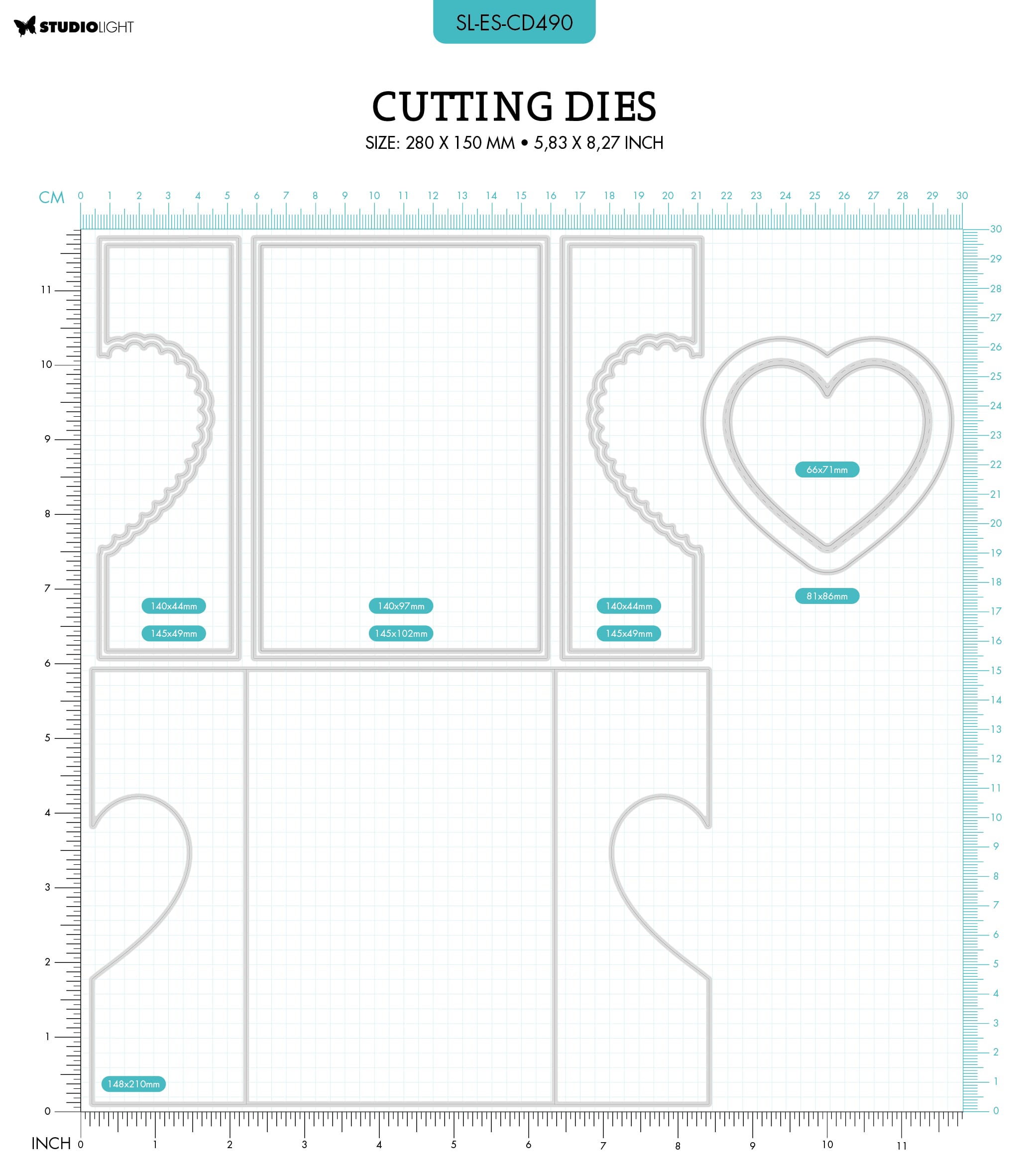SL Cutting Die Heart shutter card Essentials 148x210x1mm 9 P - HOBBYLAGERET