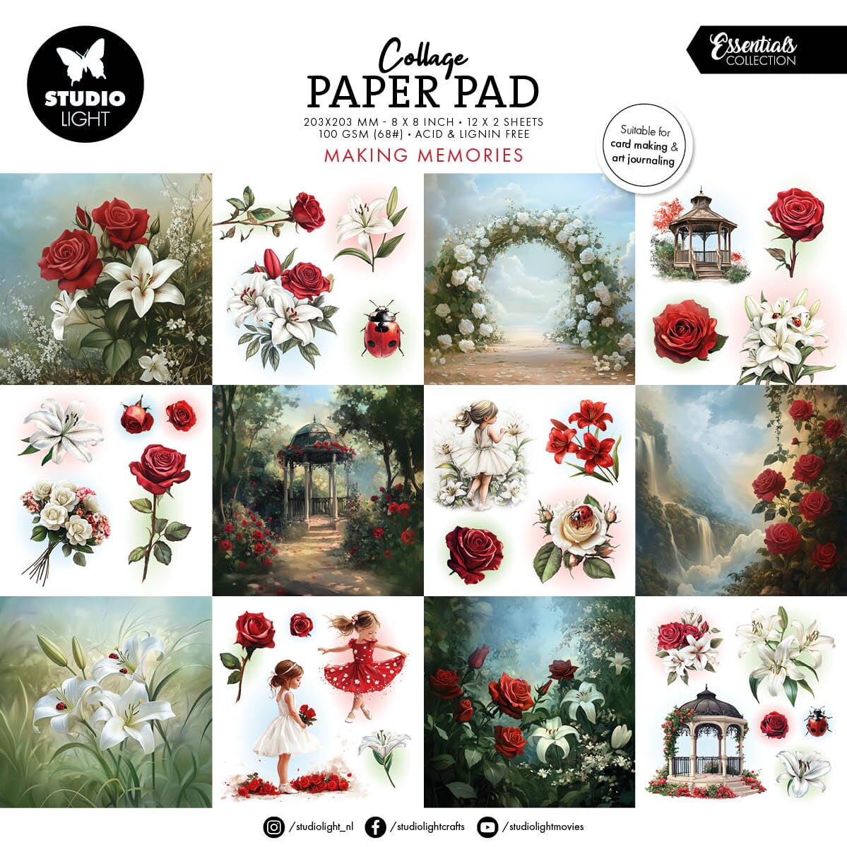 Studio Light Making Memories 8x8 Inch Collage Paper Pad (SL- - HOBBYLAGERET