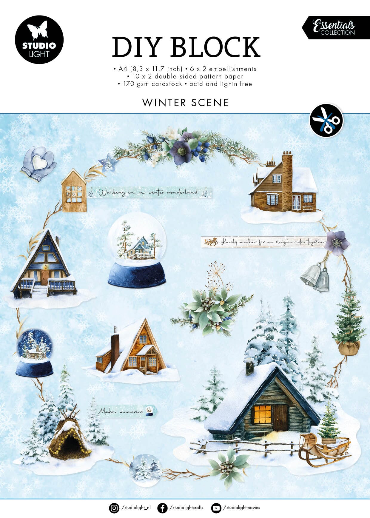SL DIY Block Winter scene Essentials 294x210x9mm 32 SH nr.60 - HOBBYLAGERET