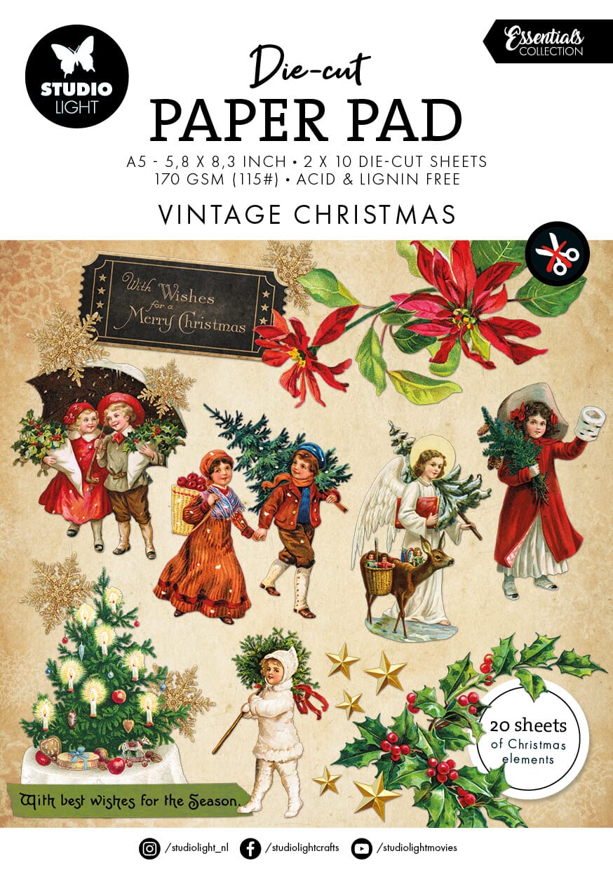 Studio Light Vintage Christmas Die-Cut Paper Pad (SL-ES-DCPP - HOBBYLAGERET