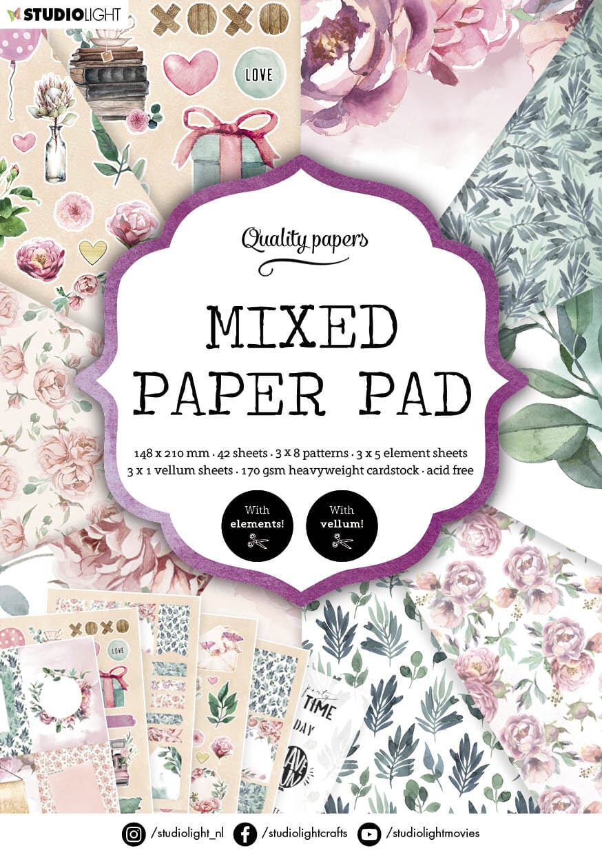 Patterned Sticker Paper Pad SL Mixed Paper Pad Pattern paper Essentials 148x210mm 42 SH - HOBBYLAGERET