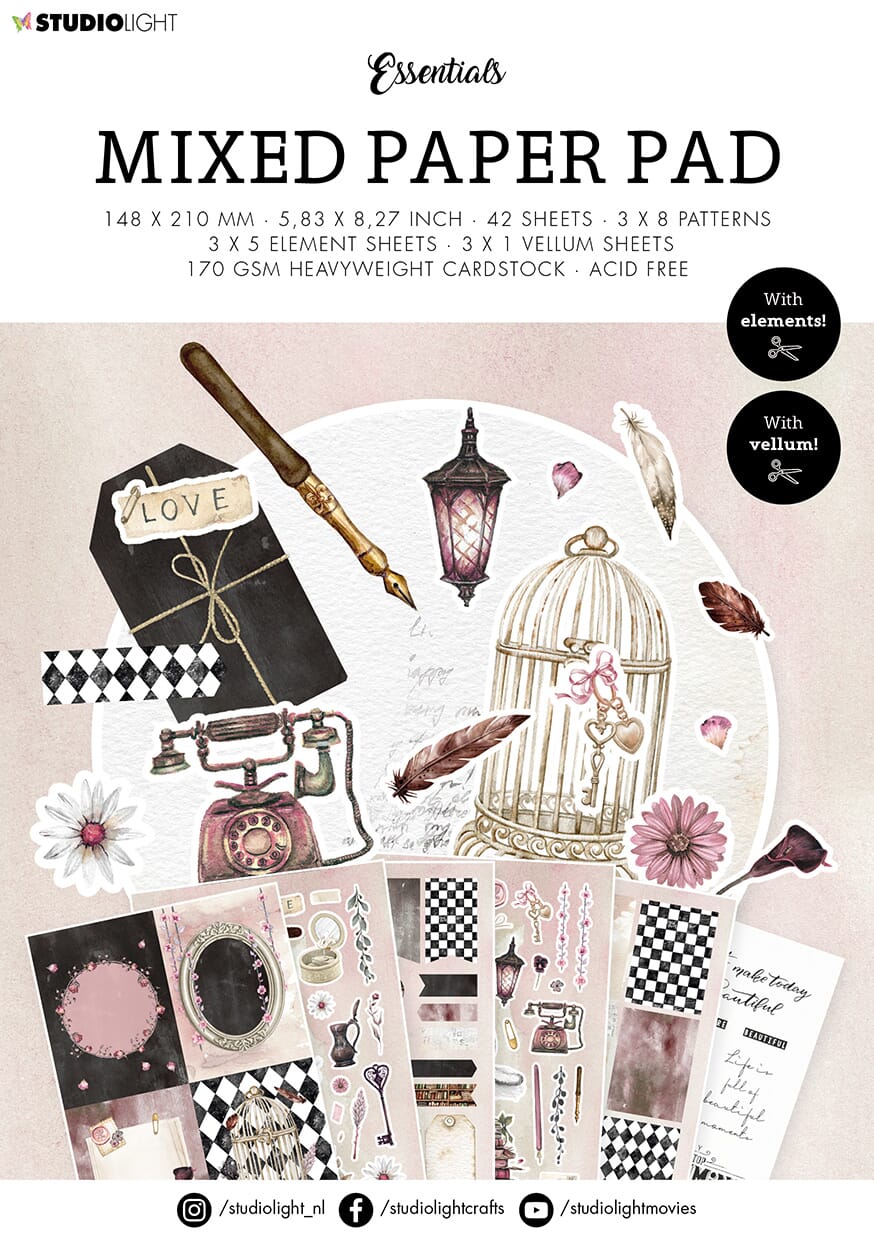 SL Mixed Paper Pad Pattern paper Essentials 148x210x9mm 42 S - HOBBYLAGERET