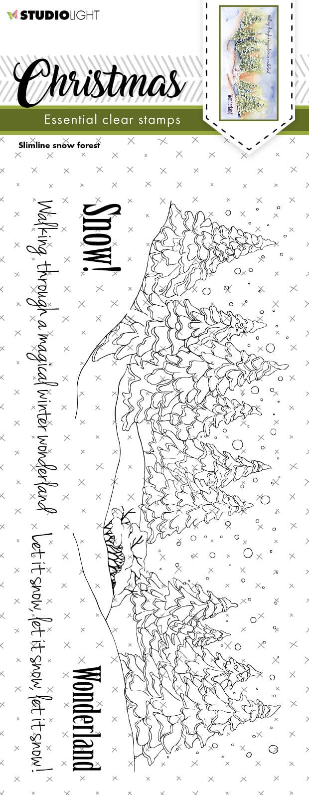SL Clear Stamp Christmas Slimline snow forest Essentials 10 - HOBBYLAGERET