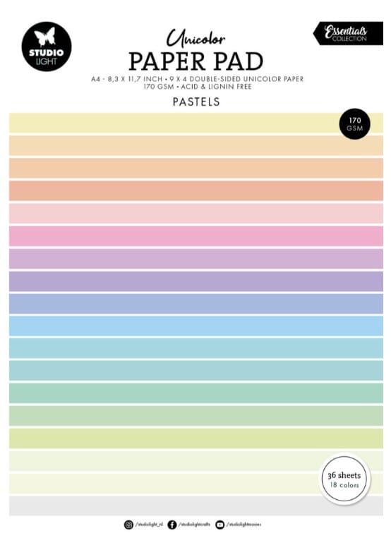Studio Light Pastels Tones A4 Essentials Unicolor Paper Pad - HOBBYLAGERET