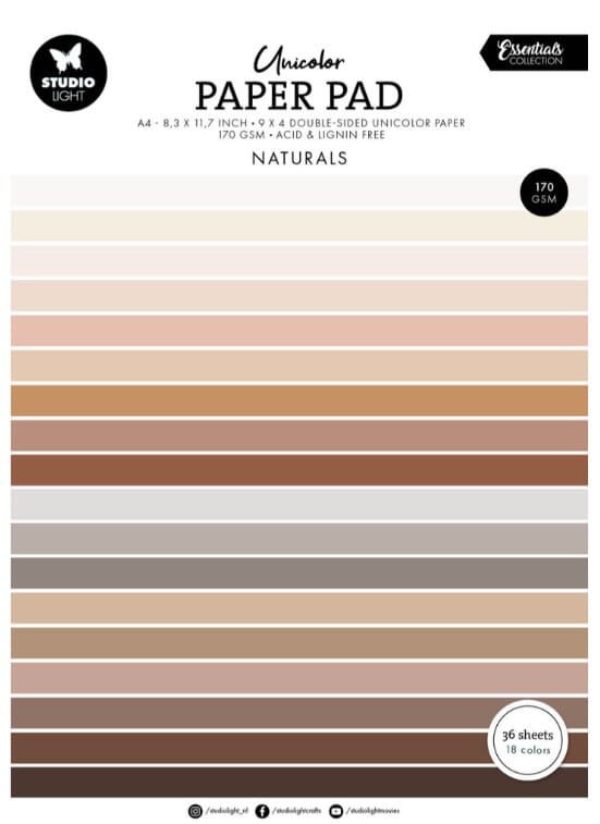 Studio Light Naturals Tones A4 Essentials Unicolor Paper Pad - HOBBYLAGERET