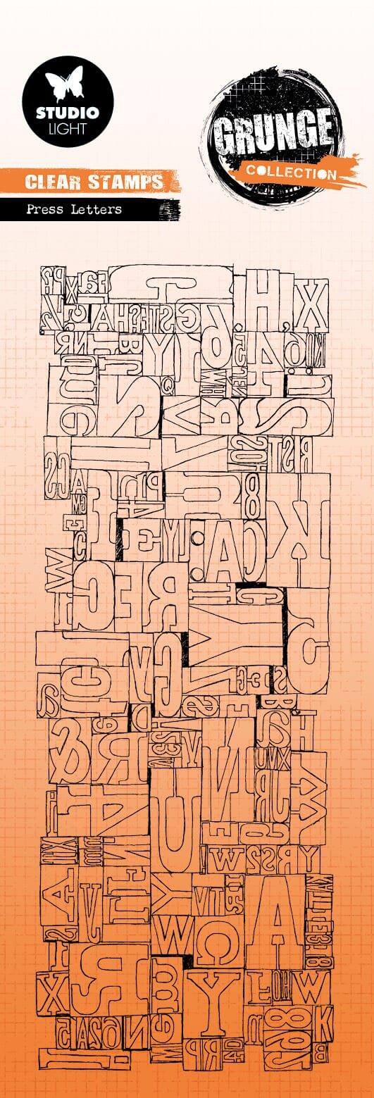 SL Clear Stamp Press Letters Grunge Collection 72x194x3mm 1 - HOBBYLAGERET