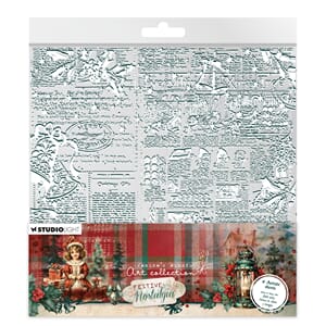 JMA Acetate sheets White & green Festive Nostalgia 203x203x2