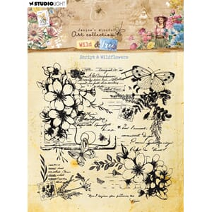 JMA Clear Stamp  Script & Wildflowers Wild & Free 126x126x3m