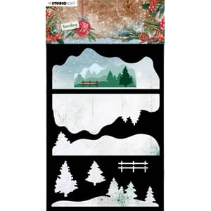 SL Mask Layered winter landscape Sending Joy 148x210mm nr.33