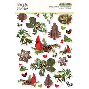 Simple Vintage Christmas Lodge Sticer Book, 12 sheets, 629 S