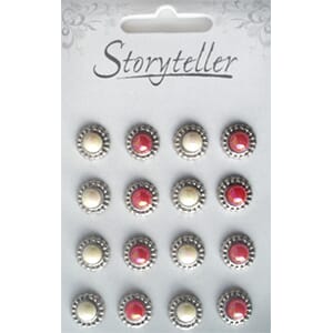 Brads, sølv medaljong, hvit-rød