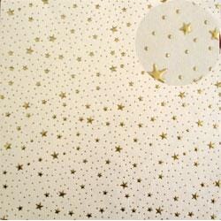 Håndlaget papir, krem med gull stjerner, 25 ark