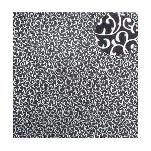 Håndlaget papir, svart med sølv scroll, 25 ark