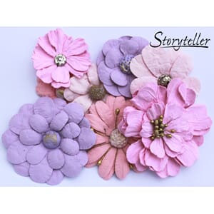 8 Ass blomster, rosa-lilla