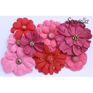 8 Ass blomster m senter, Rød