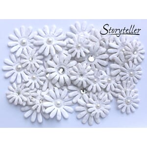36 Daisy m perle og bling, hvit