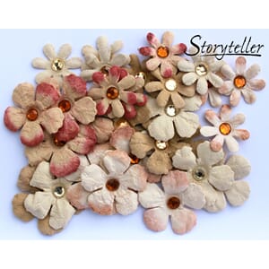 28 Ass blomster m bling, Vintage