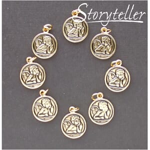 Engel medaljong, ant.gull, 8-pk