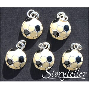 Fotball, sølv med emalje, 5-pk