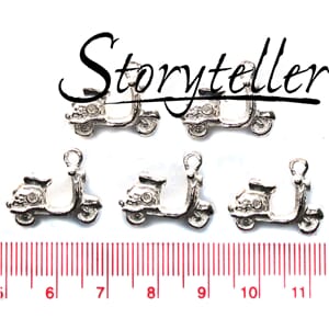 moped, 5stk sølv, metall