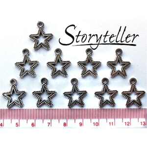 stjerne med perlekant, 10stk sølv, metall