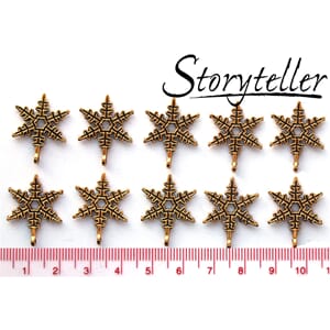 snøkrystaller, 10stk antikk gull, metall