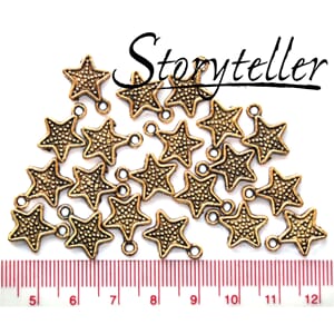 stjerne med prikker, 20stk antikk gull, metall