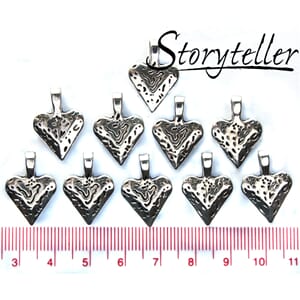 hjerte, 10stk sølv, metall