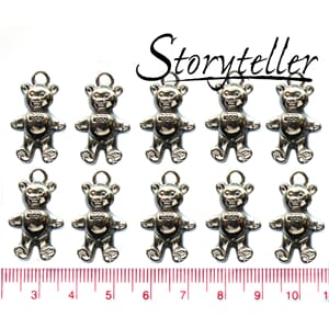 bamse, 10stk sølv, plast