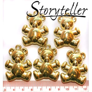 stor teddy, 5stk gull, plast