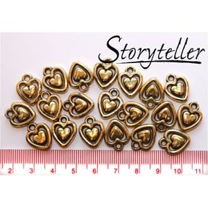 doble hjerter, 20stk antikk gull, plast