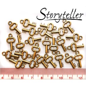 nøkler, 25stk antikk gull, plast