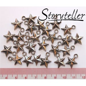 spiss stjerne, 25stk antikk sølv, plast