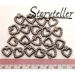 perlehjerte, 20stk sølv, plast