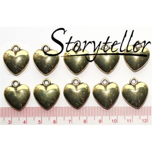 hjerte, 10stk antikk gull, plast