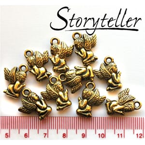 engel i bønn, 10stk antikk gull, plast