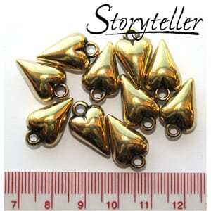 primitivt hjerte, 10stk antikk gull, plast