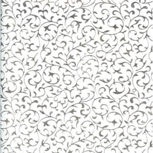 Håndlaget papir, hvit med sølv scroll, 25 ark