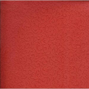 Håndlaget papir, rød med preget scroll, 25 ark