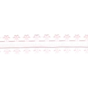 Bånd, rosa organza med blomsterkant, 20mm x 10m